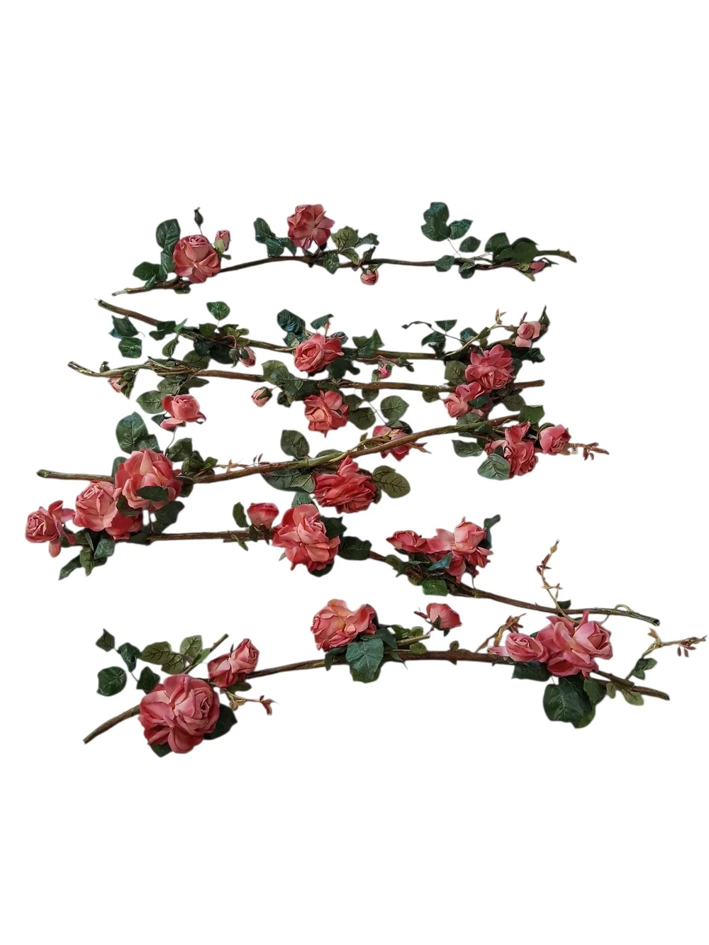 1 Lot of 6 Pink Artificial Rose Vine Garland - Home Accents